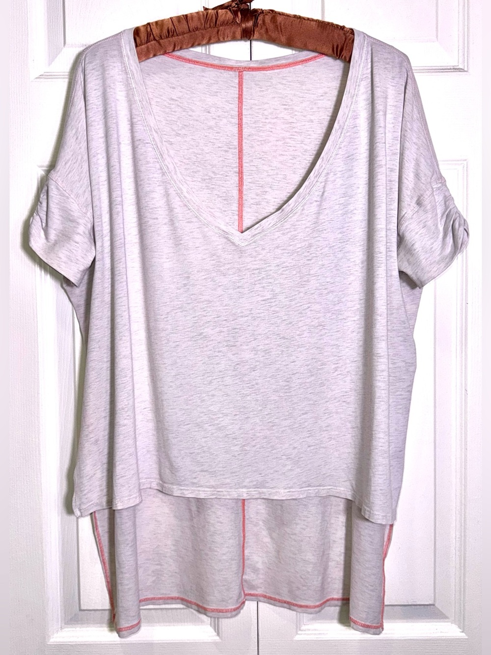 Lululemon My Mantra Short Sleeve Tee Heathered White Size 8-10 Oversized